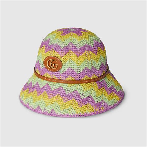 Gucci Chevron straw effect cloche